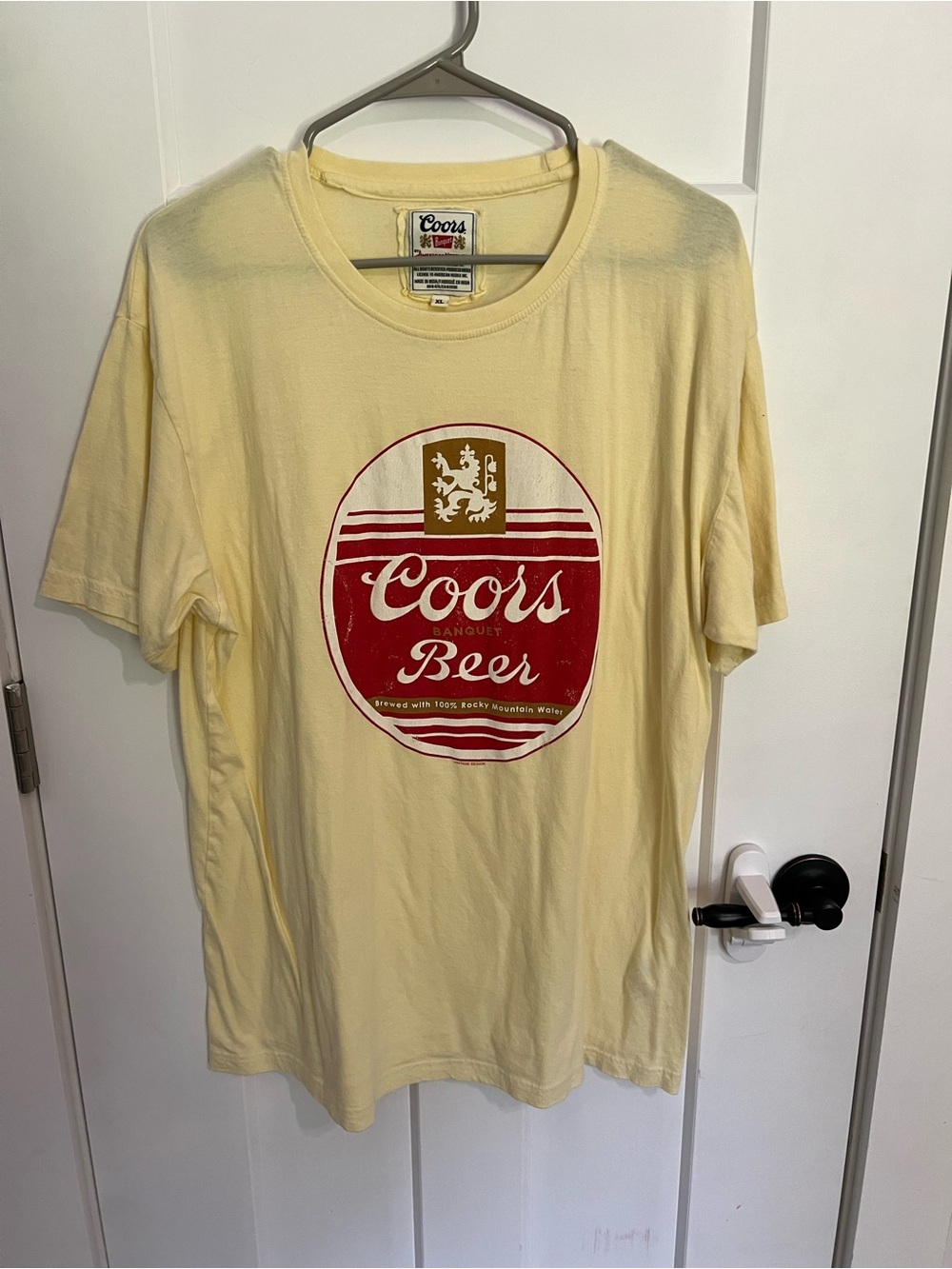 American Needle Pale Yellow Coors Beer Logo Short Sleeve Tee